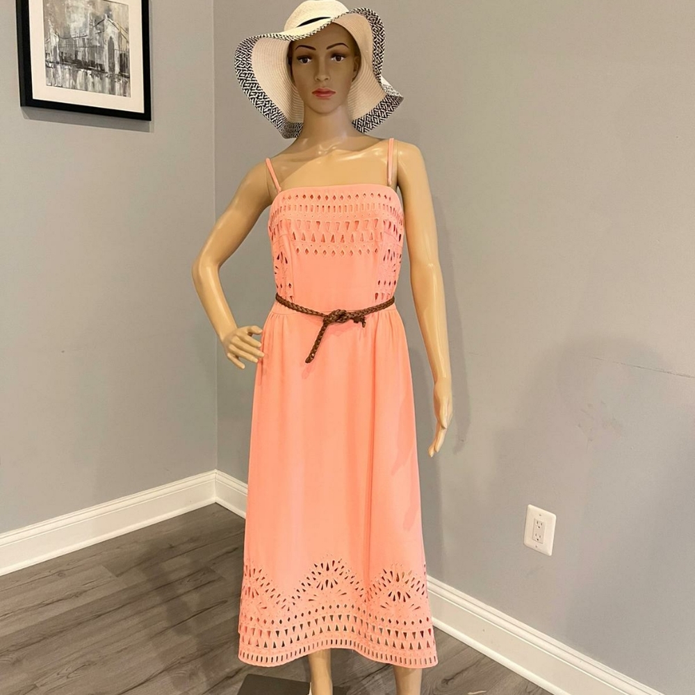 Tahari Spaghetti strap tea length dress